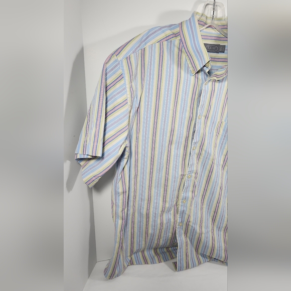 VINTAGE Talbota Mens Casual Button Up Men's Short Sleeve Shirt XL Striped - Picture 3 of 11
